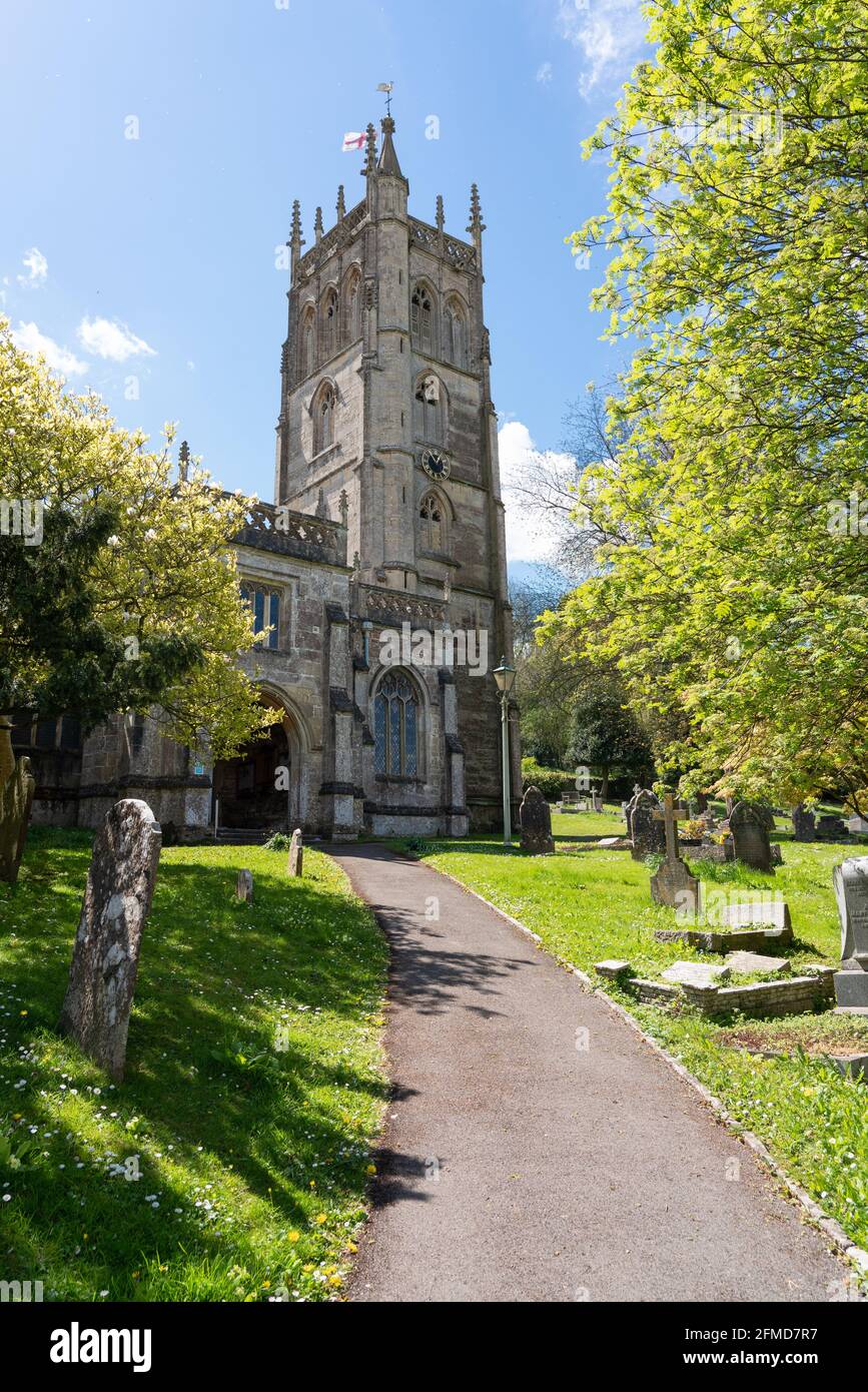 Pfarrkirche St. Jakob der große über dem Dorf Winscombe am Fuße des Mendip Hills Somerset UK Stockfoto