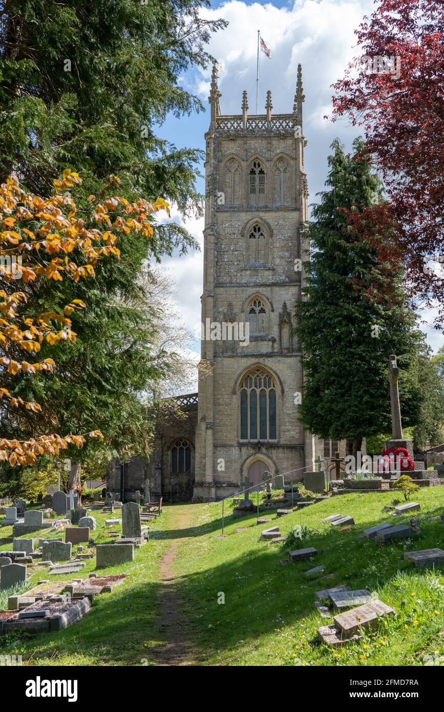 Pfarrkirche St. Jakob der große über dem Dorf Winscombe am Fuße des Mendip Hills Somerset UK Stockfoto