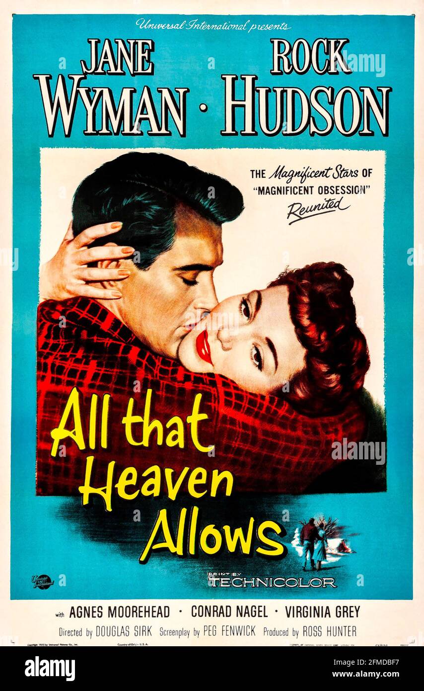 ALL THAT HEAVEN ERLAUBT 1955 Universal Picturs-Filme mit Jane Wyman und Rock Hudson. Poster von Reynold Brown. Stockfoto