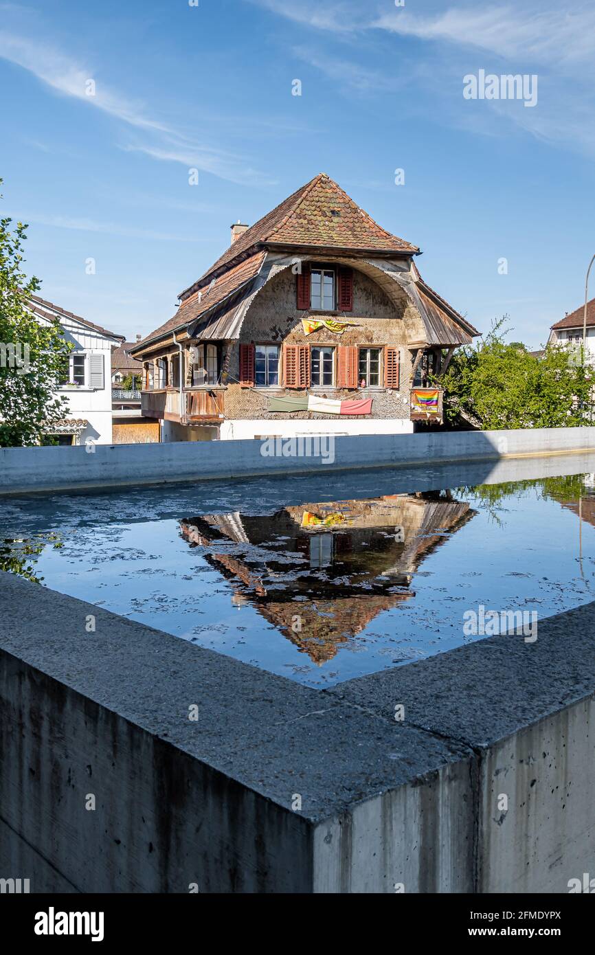 Langenthal, Schweiz - 9. Mai 2020: Langenthal ist eine Stadt und eine politische Gemeinde im Verwaltungsbezirk Oberaargau des Kantons BE Stockfoto