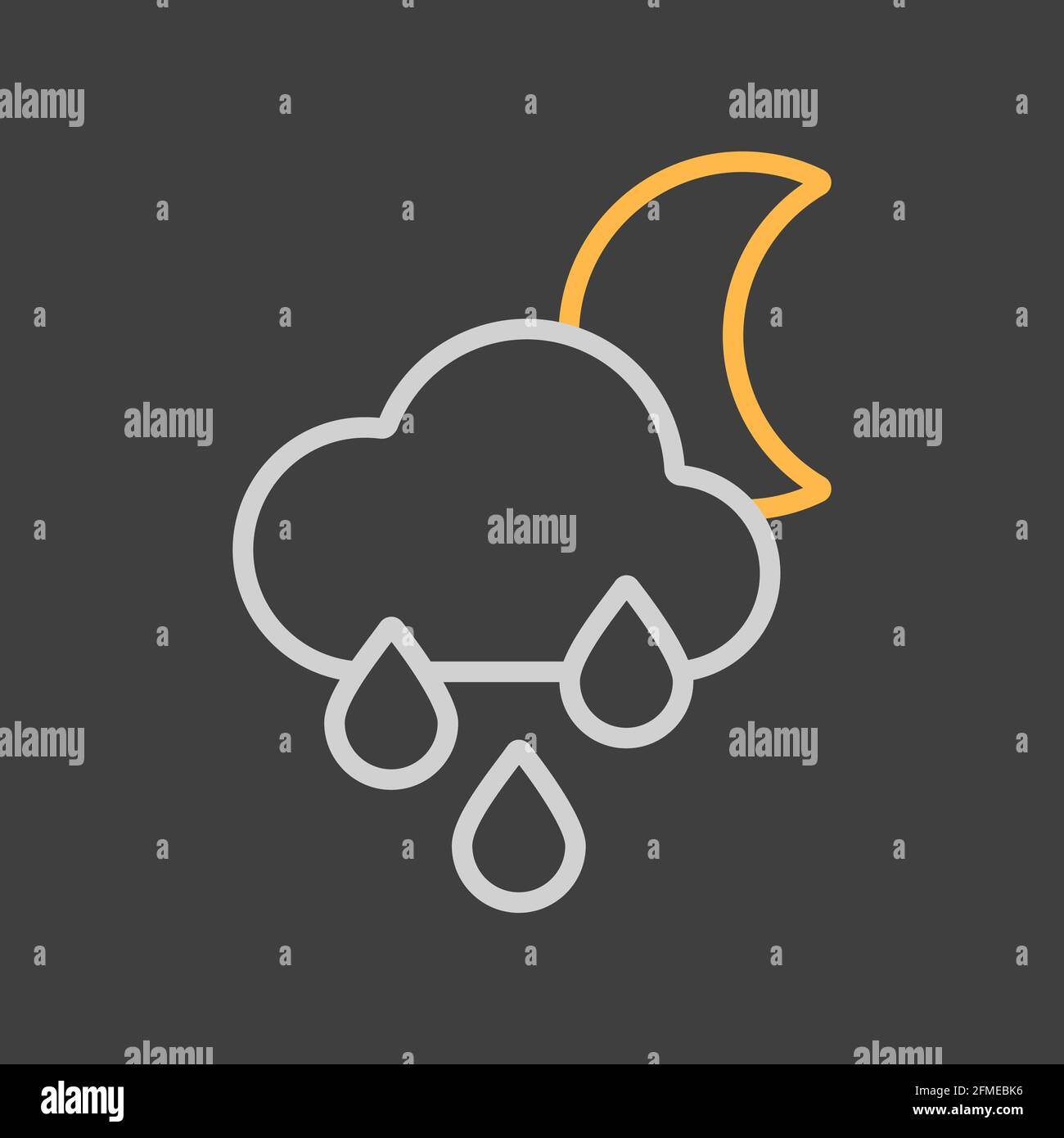 Regenwolke Mit Regentropfen Mondvektor Symbol Auf Dunklem Hintergrund Graph Symbol Fur Reise Tourismus Und Wetterwebsite Und App Design Logo App Ui Stock Vektorgrafik Alamy
