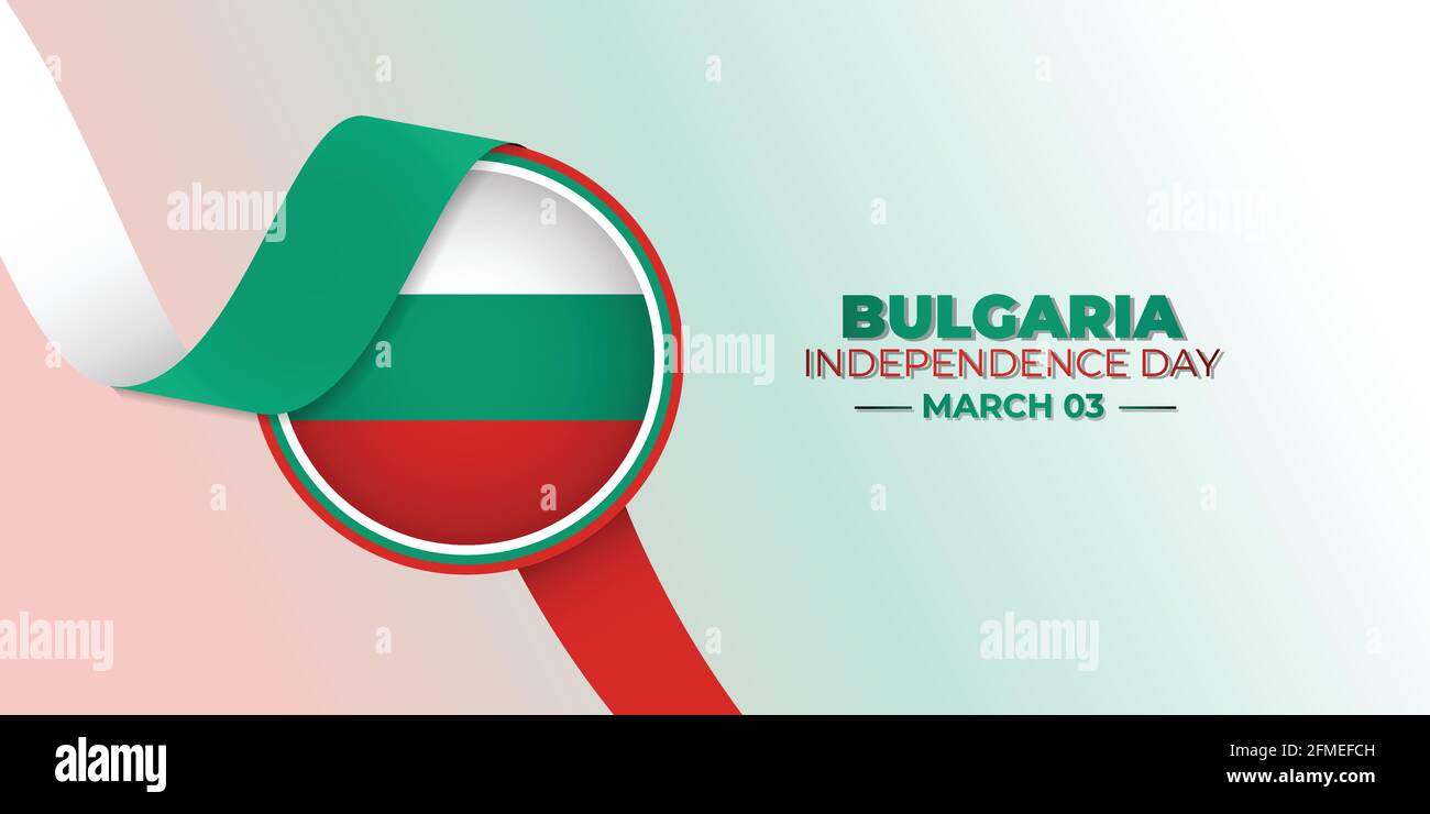 Bulgarien Emblem Flagge Vektor Illustration mit Banner-Design. Gute Vorlage für Bulgarien Unabhängigkeitstag oder Befreiungstag Design. Stock Vektor