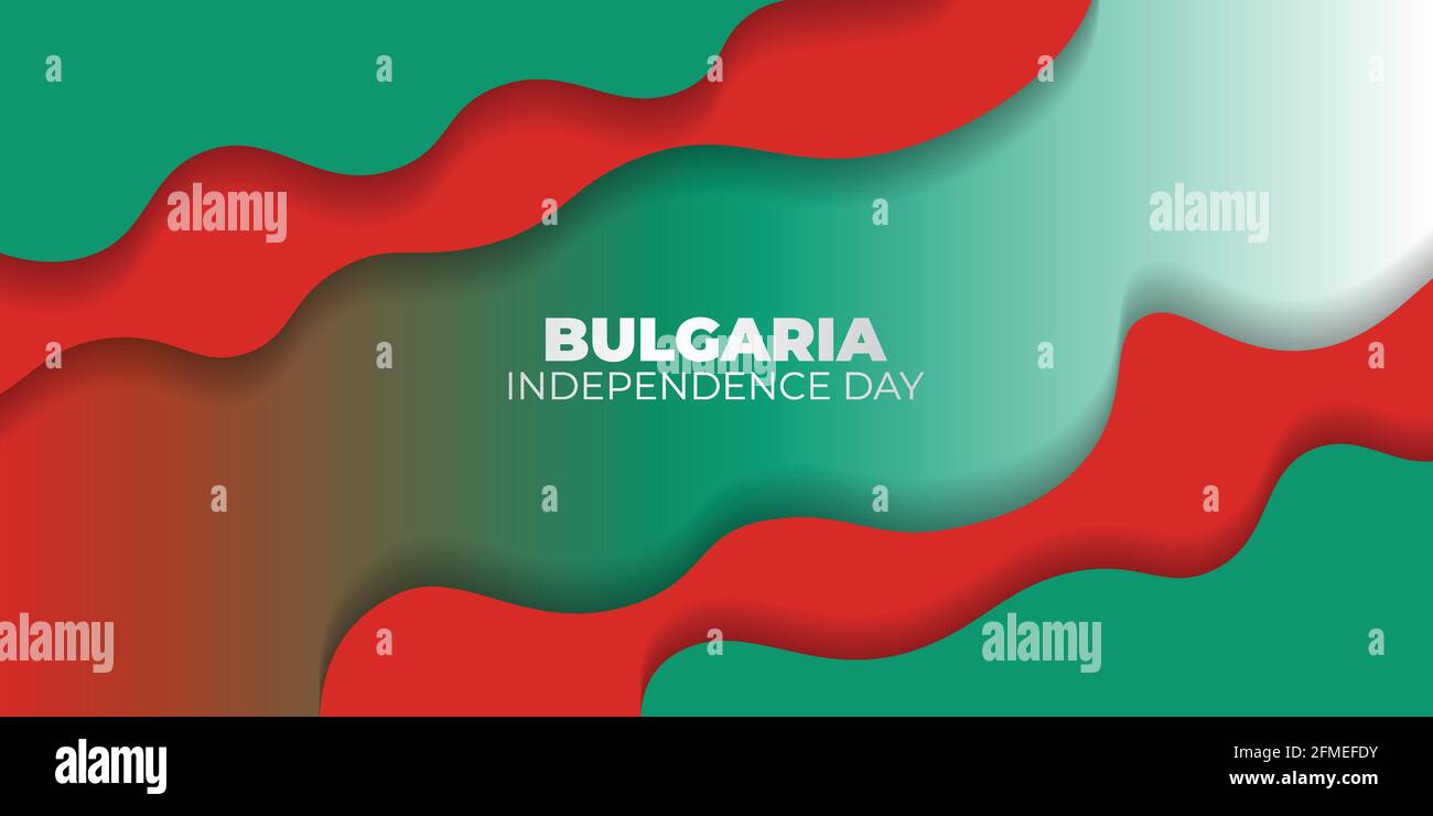 Rot grünes Papier geschnitten Hintergrund-Design. Gute Vorlage für Bulgarien Unabhängigkeitstag oder Befreiungstag Design. Stock Vektor