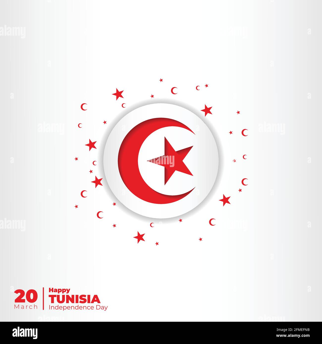 Weißer Hintergrund mit tunesien Emblem Flagge Design. Gute Vorlage für tunesien Unabhängigkeitstag Design. Stock Vektor