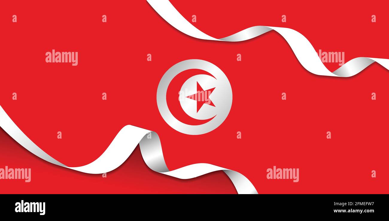 Rotes Hintergrunddesign mit tunesischer Flagge. Gute Vorlage für den tunesischen Nationalfeiertag. Stock Vektor
