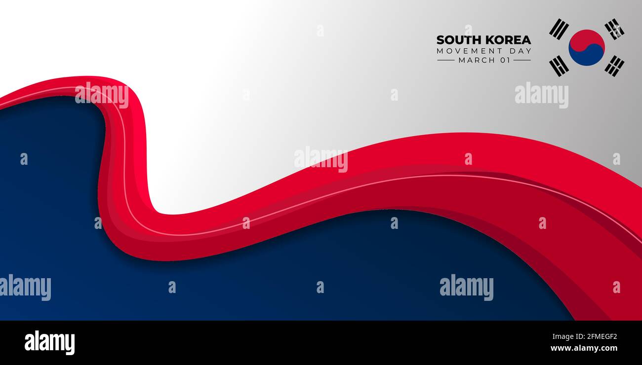 Tag der Unabhängigkeitsbewegung in Südkorea. Rote und blaue abstrakte Hintergrund-Design. Gute Vorlage für südkoreanische nationale Tag-Design. Stock Vektor