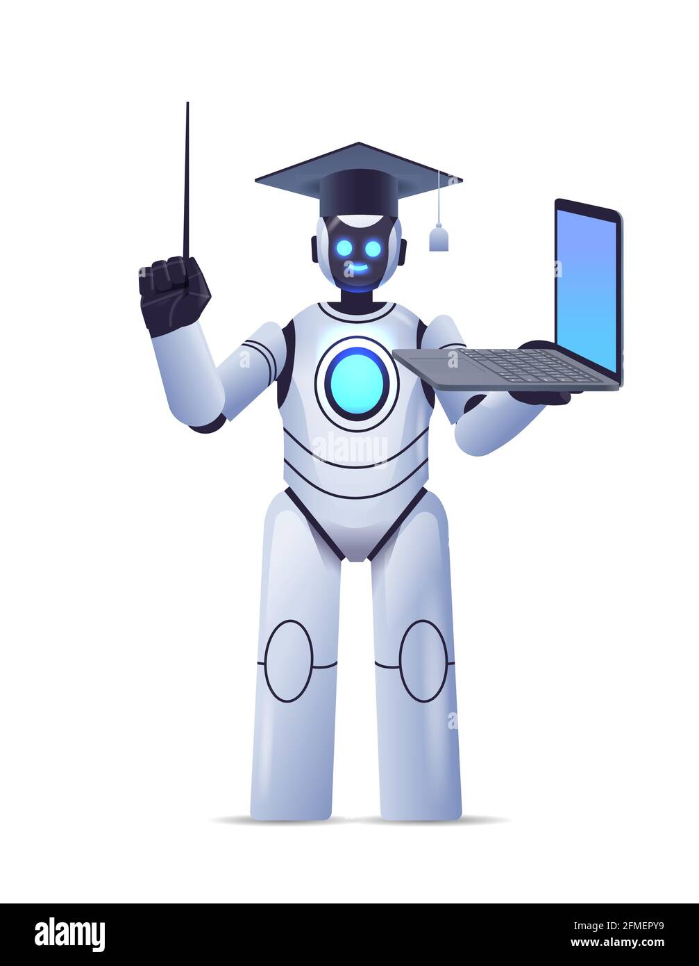 Moderne Roboter Lehrer in Graduierung Kappe hält Laptop Online-Bildung  Konzept der künstlichen Intelligenz Stock-Vektorgrafik - Alamy