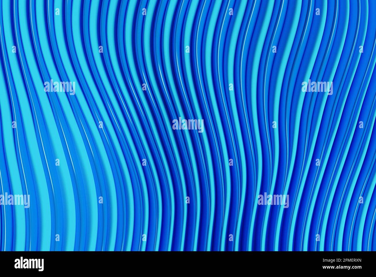 3d-Darstellung von blau leuchtenden Farblinien. Equalizer für musikalische Linien. Hintergrund der Technologiegeometrie. Stockfoto