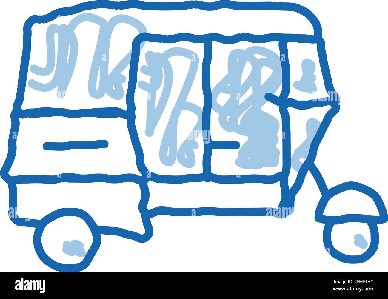 Öffentliche Verkehrsmittel Rickshaw Doodle Icon Handgezeichnete Illustration Stock Vektor