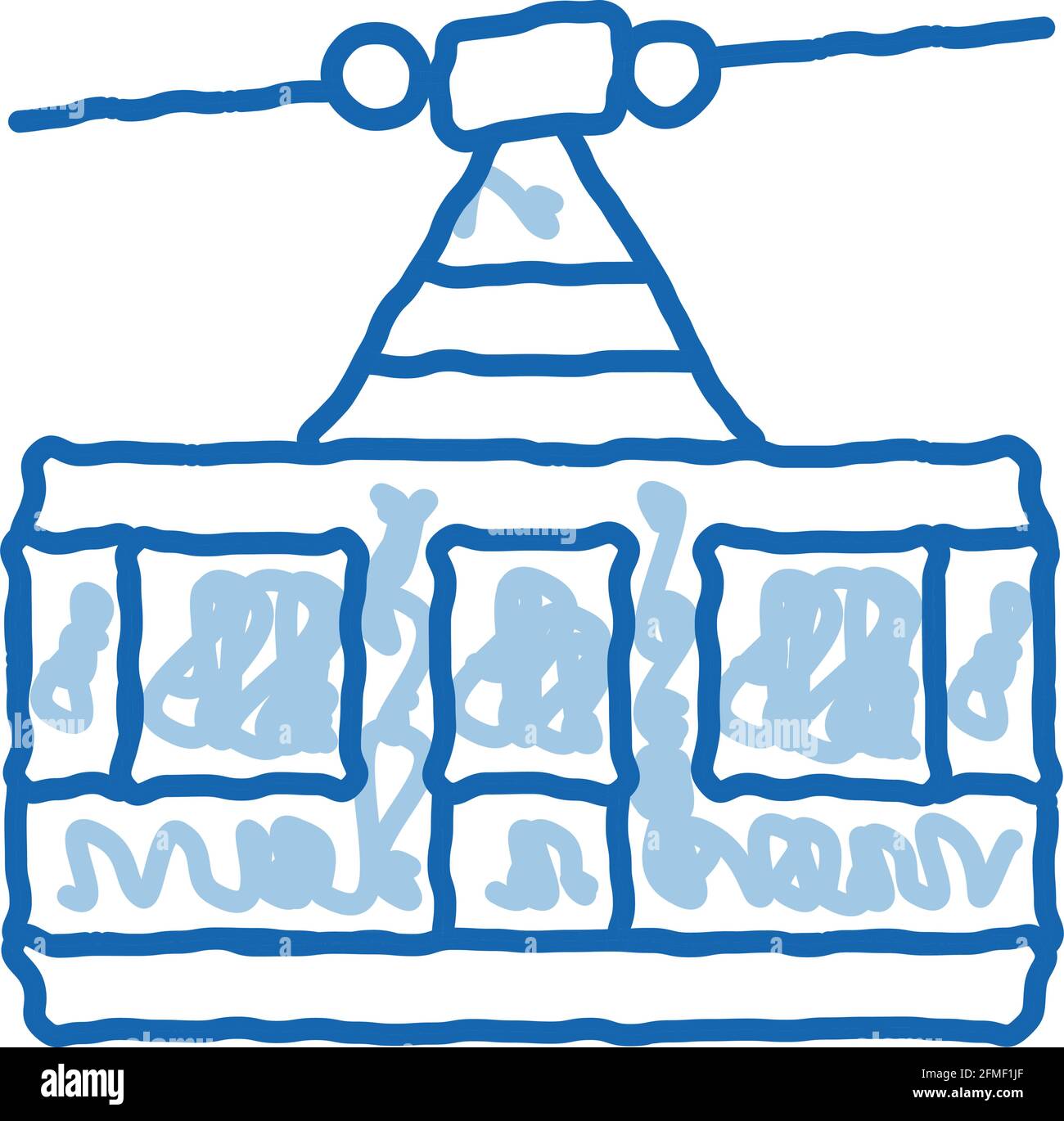 Öffentliche Verkehrsmittel Aerial Lift Doodle Icon Handgezeichnete Illustration Stock Vektor