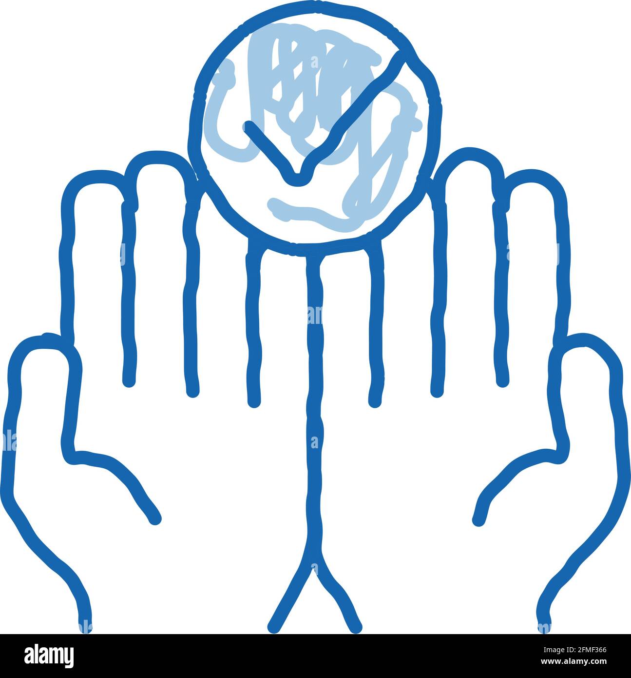 Hände Finger Palms Up Approved Mark Doodle Symbol Hand gezeichnet Abbildung Stock Vektor