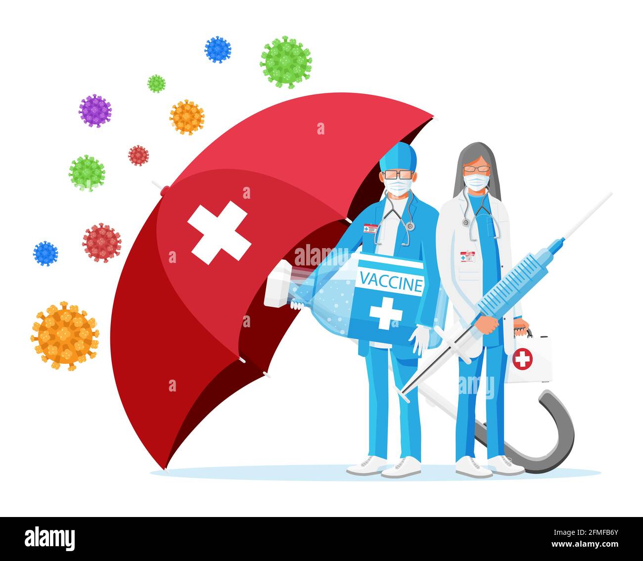 Impfung gegen Coronavirus. Zeit zum Impfen Stock Vektor