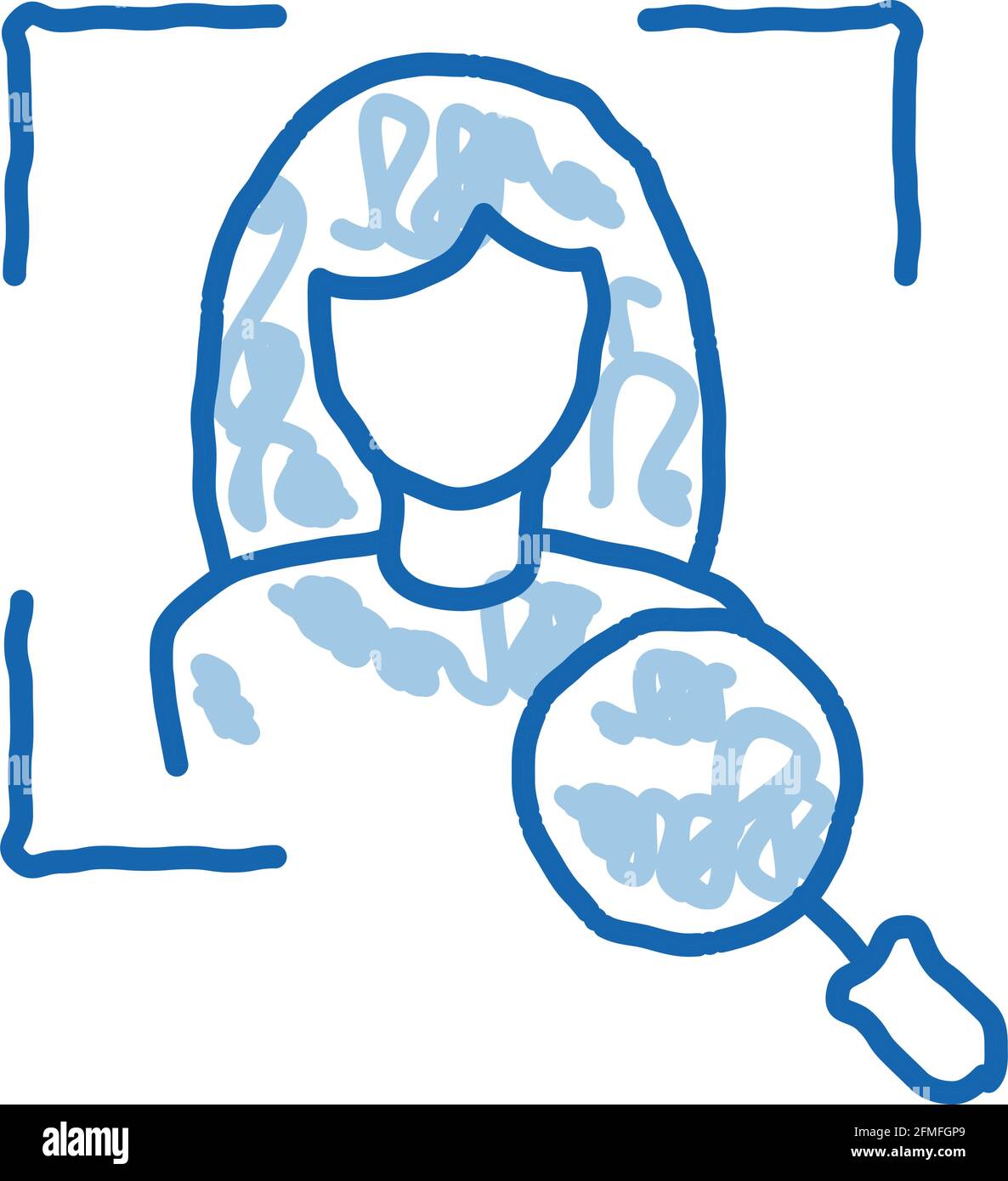 Woman Identity Check Doodle Icon Handgezeichnete Illustration Stock Vektor