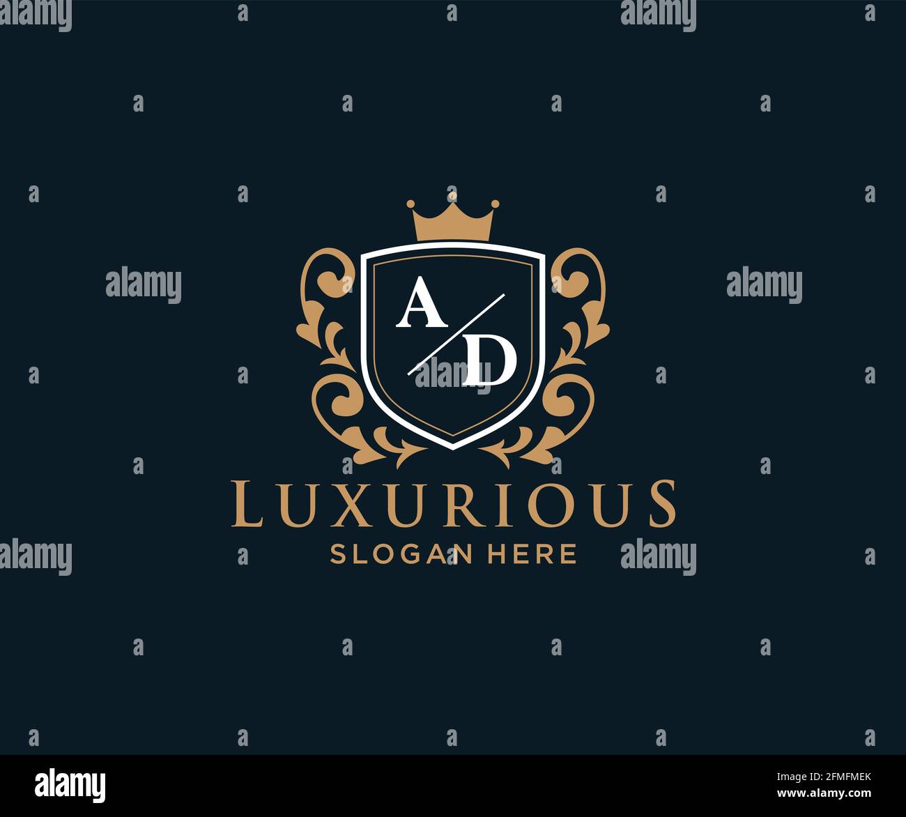 WERBEBRIEF Royal Luxury Logo Vorlage in Vektorgrafik für Restaurant, Royalty, Boutique, Cafe, Hotel, Heraldisch, Schmuck, Mode und andere Vektor illustrr Stock Vektor