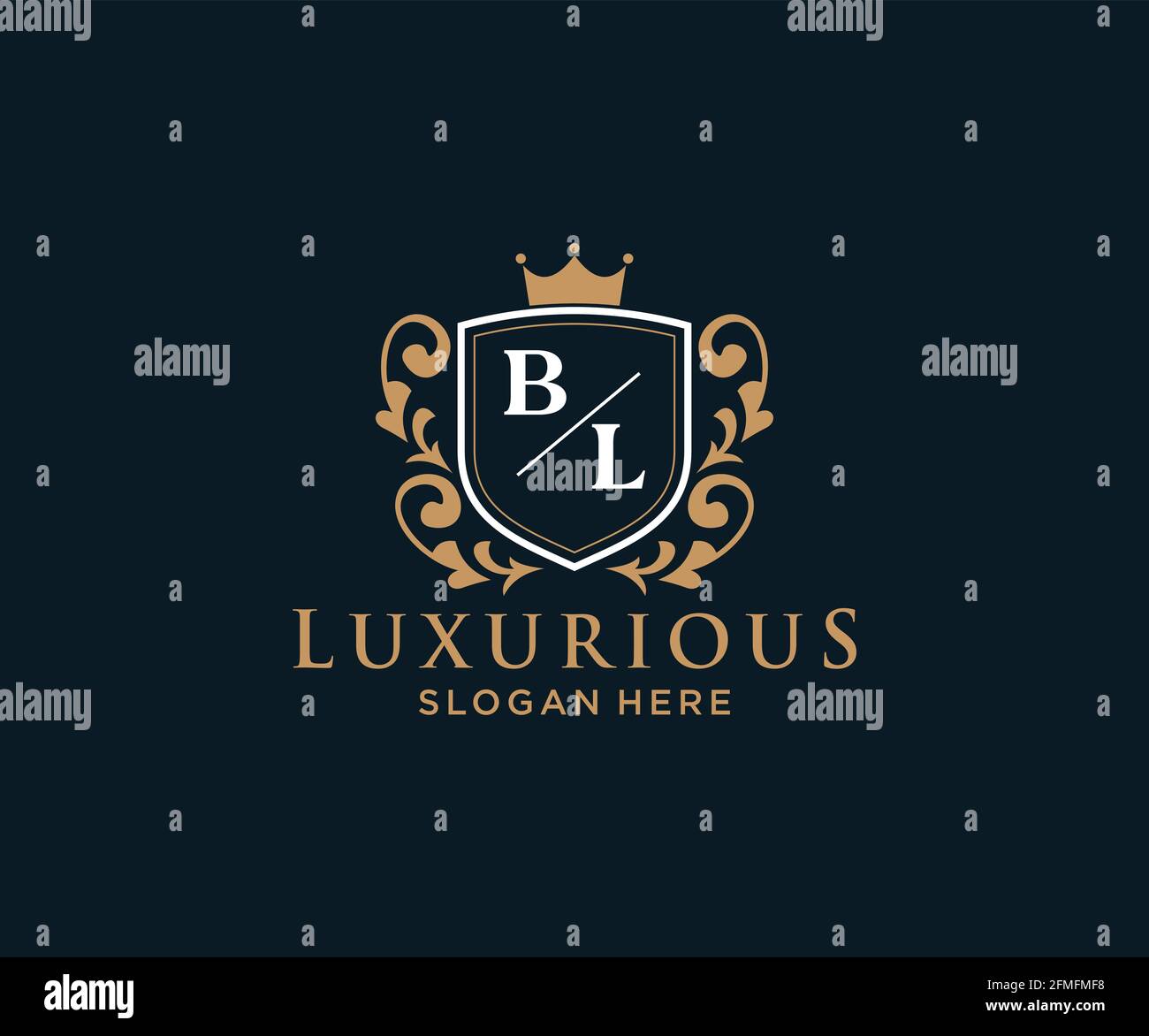 BL Buchstabe Royal Luxury Logo Vorlage in Vektorgrafik für Restaurant, Royalty, Boutique, Cafe, Hotel, Heraldisch, Schmuck, Mode und andere Vektor illustrr Stock Vektor