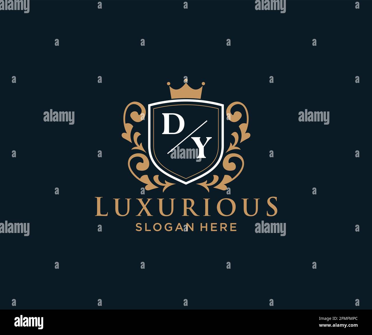 DY Letter Royal Luxury Logo Vorlage in Vektorgrafik für Restaurant, Royalty, Boutique, Cafe, Hotel, Heraldisch, Schmuck, Mode und andere Vektor illustrr Stock Vektor