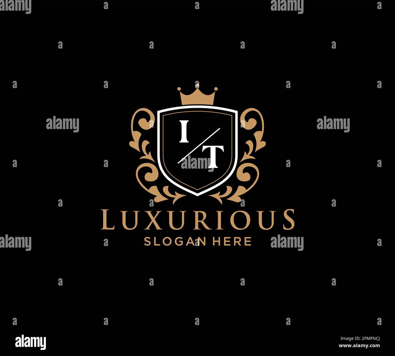 IT Letter Royal Luxury Logo Vorlage in Vektorgrafik für Restaurant, Royalty, Boutique, Cafe, Hotel, Heraldisch, Schmuck, Mode und andere Vektor illustrr Stock Vektor
