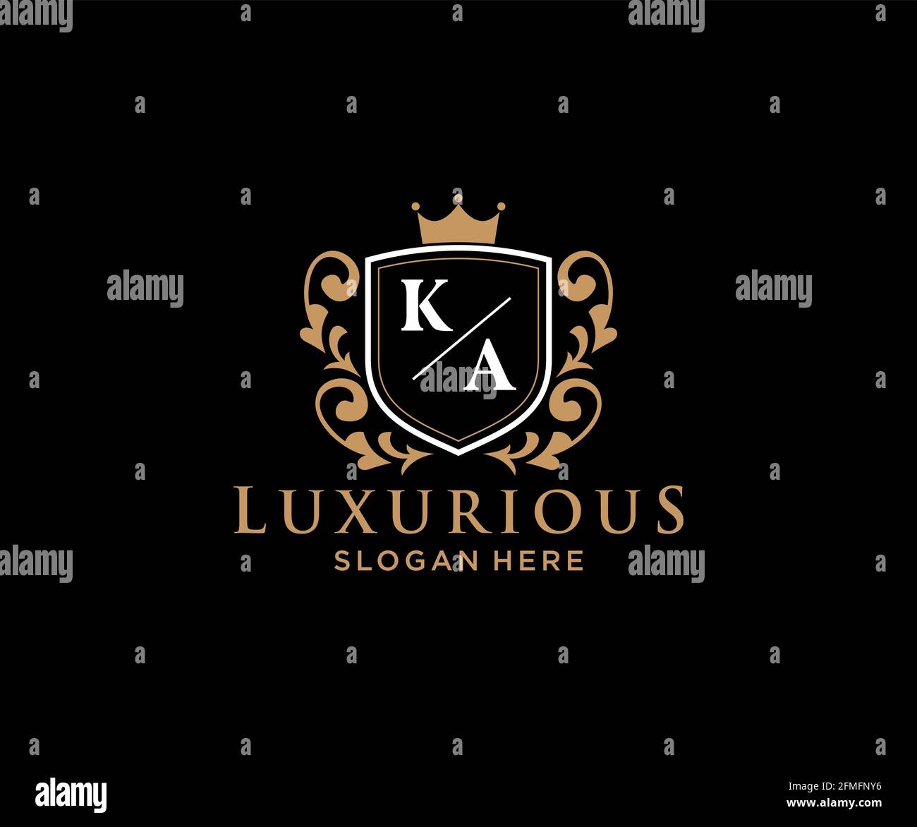 KA Letter Royal Luxury Logo Vorlage in Vektorgrafik für Restaurant, Royalty, Boutique, Cafe, Hotel, Heraldisch, Schmuck, Mode und andere Vektor illustrr Stock Vektor