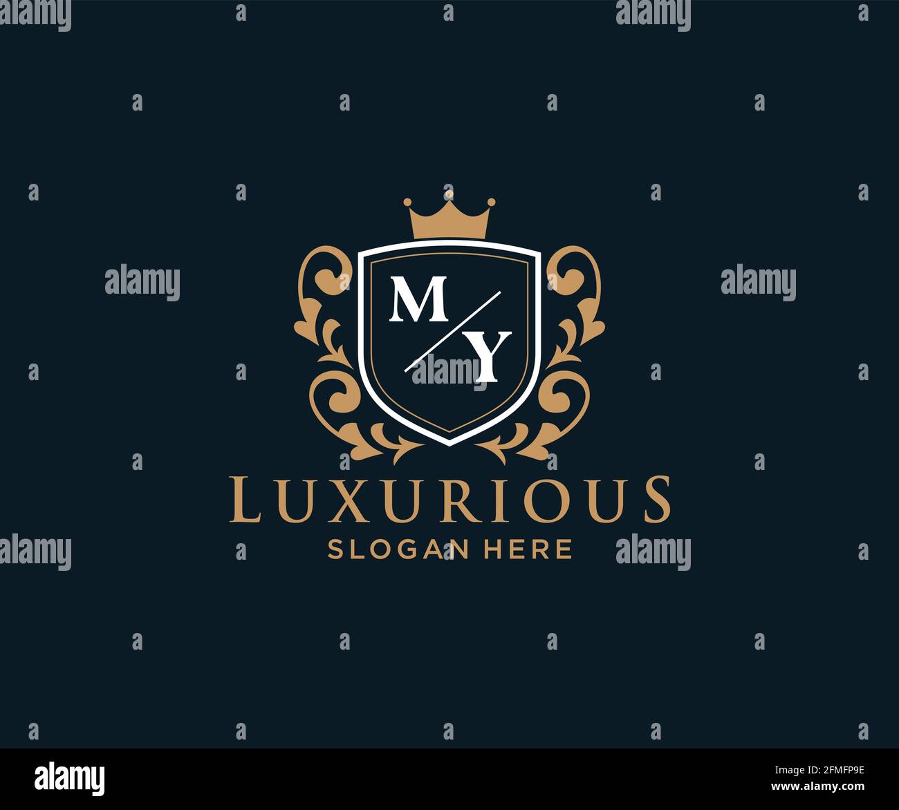 MY Letter Royal Luxury Logo Vorlage in Vektorgrafik für Restaurant, Royalty, Boutique, Cafe, Hotel, Heraldisch, Schmuck, Mode und andere Vektor illustrr Stock Vektor