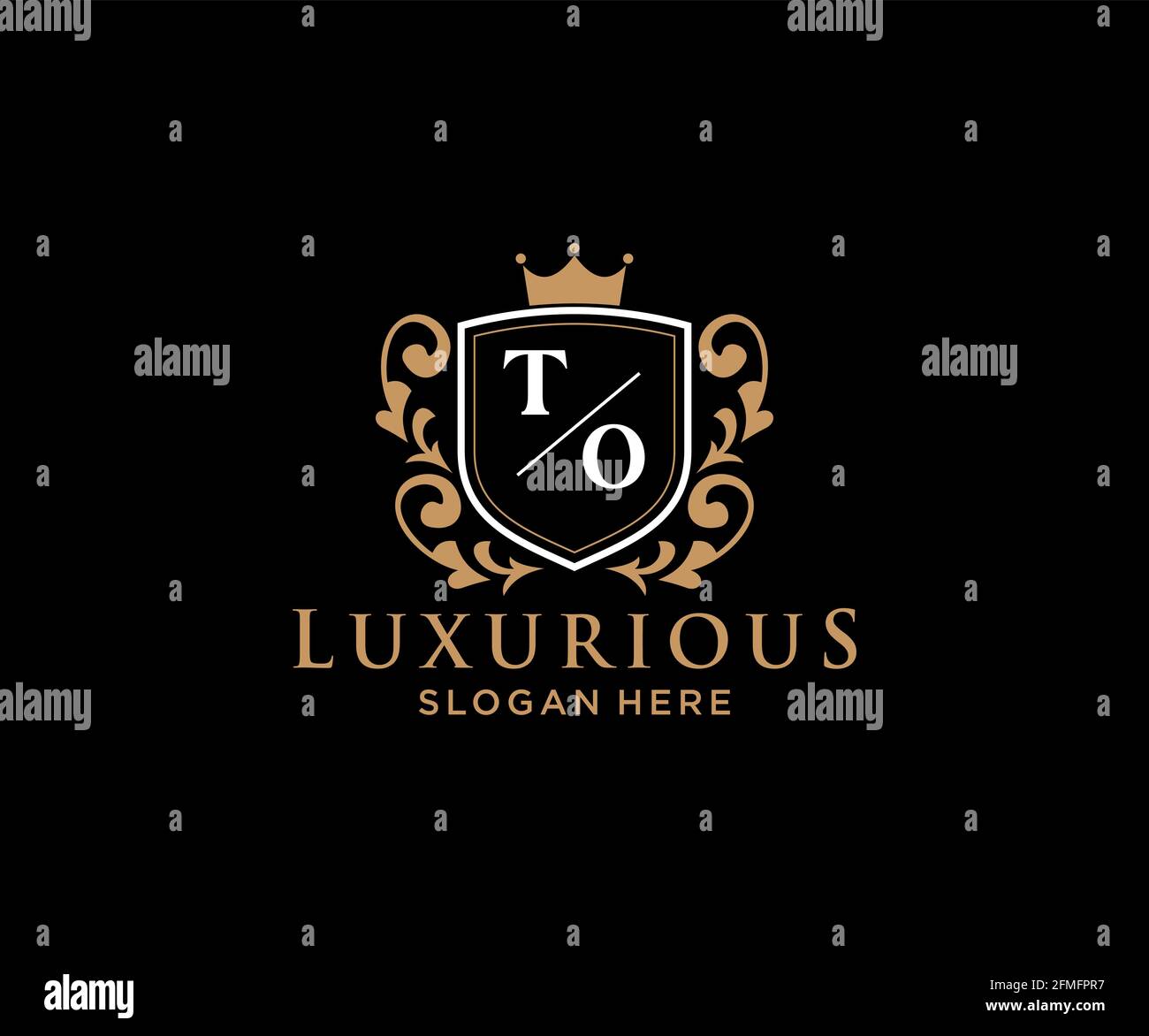 TO Letter Royal Luxury Logo Vorlage in Vektorgrafik für Restaurant, Royalty, Boutique, Cafe, Hotel, Heraldisch, Schmuck, Mode und andere Vektor illustrr Stock Vektor