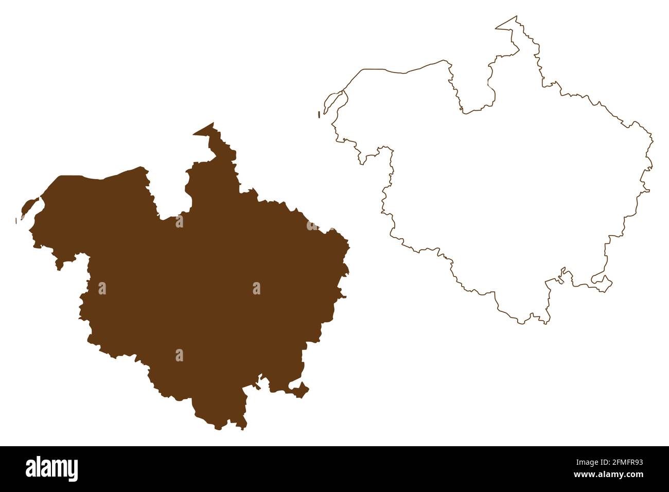 Landkreis Rostock (Bundesrepublik Deutschland, Landkreis, Bundesland Mecklenburg-Vorpommern, Vorpommern oder West) Kartenvektordarstellung, sc Stock Vektor