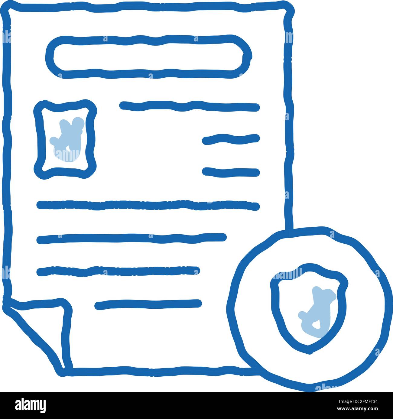 Arbeitsblatt zum Polizeibericht – Doodle-Symbol Handgezeichnete Illustration Stock Vektor