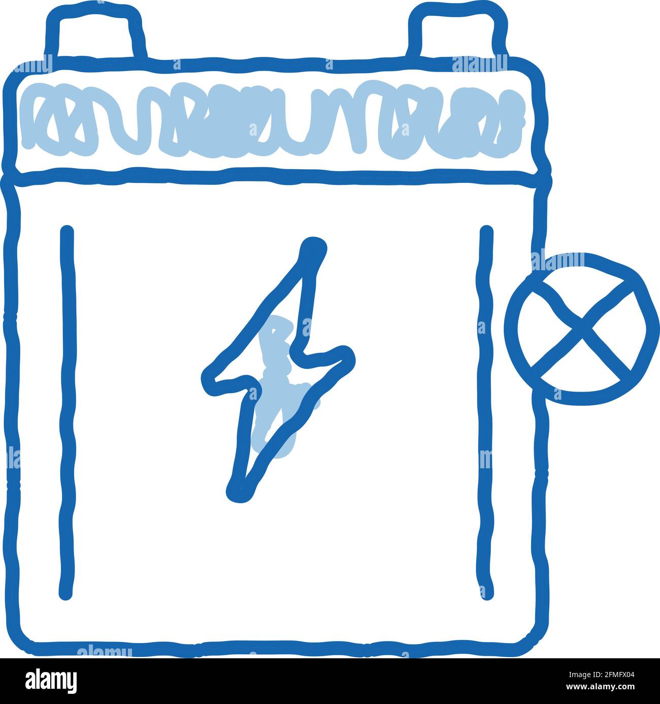 Handgezeichnete Illustration für Doodle-Symbol für leere Batterien Stock Vektor