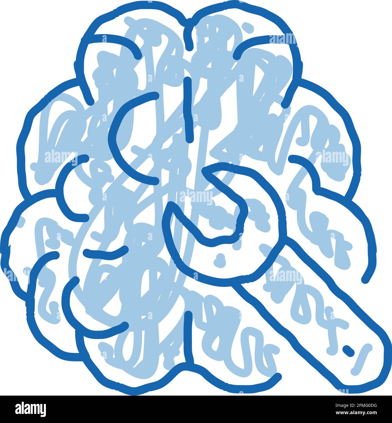 Hirn-Schraubenschlüssel-Doodle-Symbol Handgezeichnete Illustration Stock Vektor