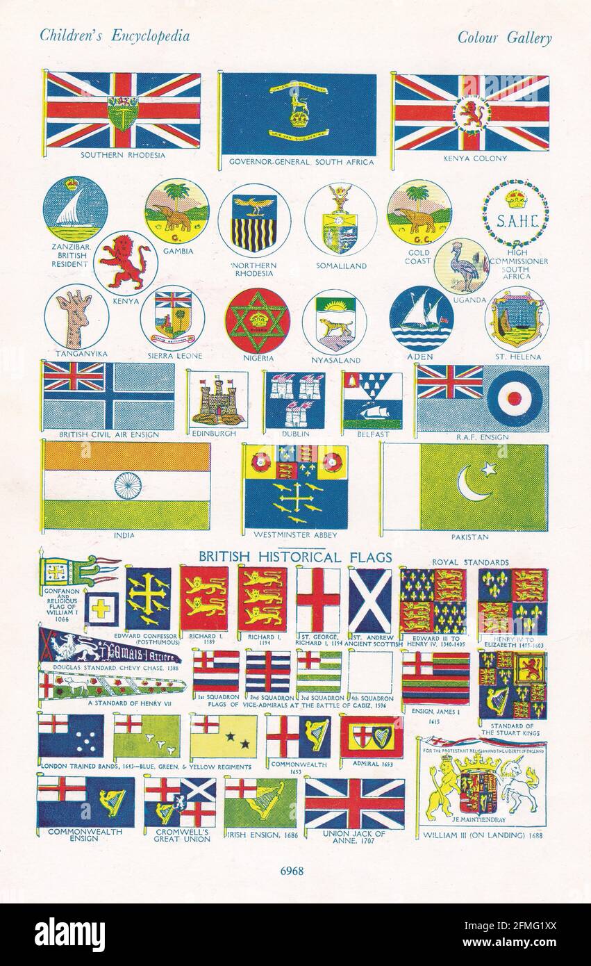 British Commonwealth & Empire Flags 1930er Jahre. Stockfoto