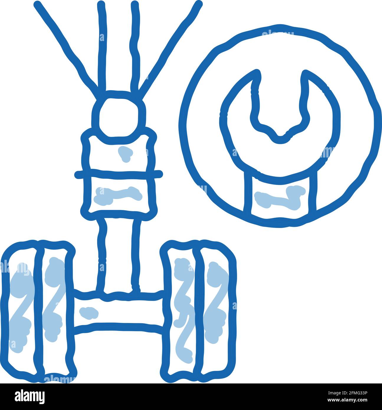 Handgezeichnete Abbildung mit dem Symbol „Fahrwerkschlüssel-Doodle“ Stock Vektor