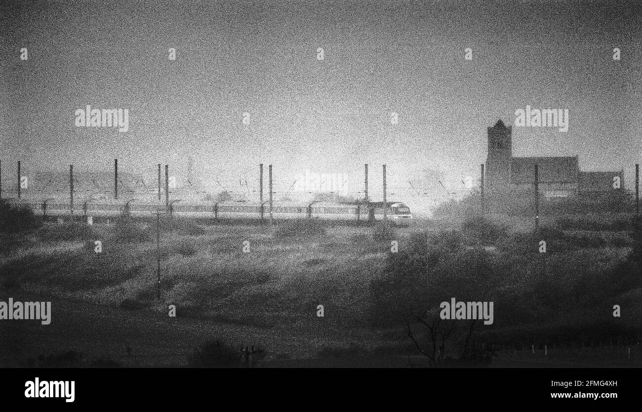 Züge auf der East Coast Line südlich von Peterborough Dbase Stockfoto