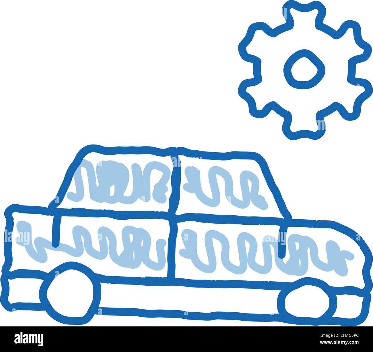 Broken Car Gear Doodle-Symbol handgezeichnete Illustration Stock Vektor
