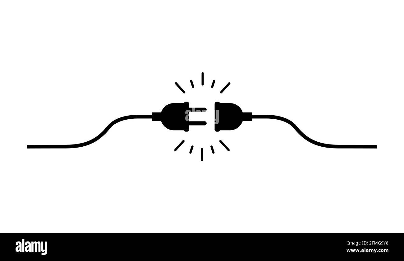 Anschluss und Trennung Steckdose Stecker, Fehler 404, Seite Web nicht gefunden Vektorgrafik . Stock Vektor