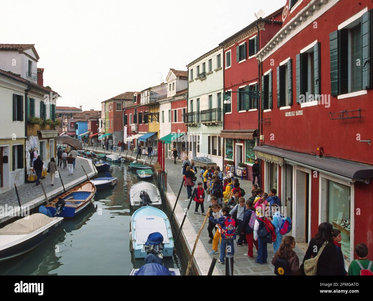 Burano Insel mit farbigen Häusern Spezialität der bestickten Spitze Stockfoto