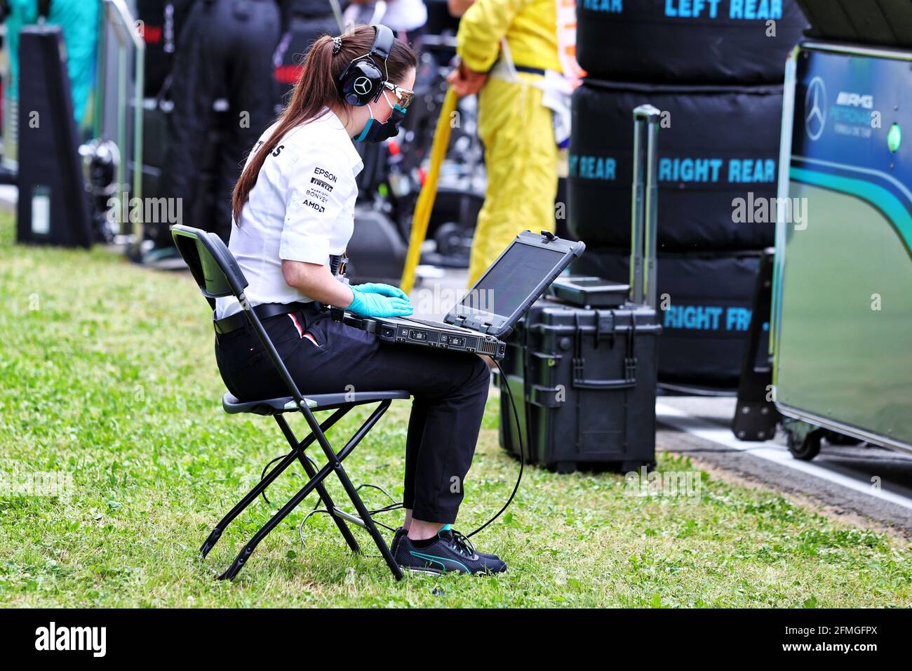 Mercedes AMG F1 auf dem Startplatz. Großer Preis von Spanien, Sonntag, 9. Mai 2021. Barcelona, Spanien. Stockfoto