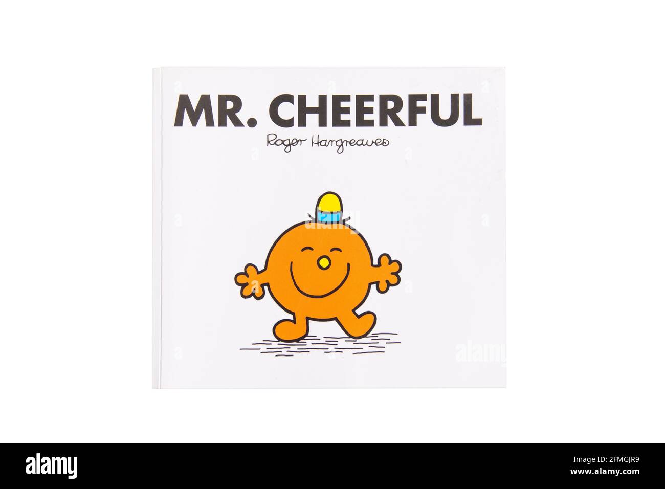 Mr. Cheerful von der MR Men-Serie Kinderbuch von Roger Hargreaves, Greater London, England, Vereinigtes Königreich Stockfoto
