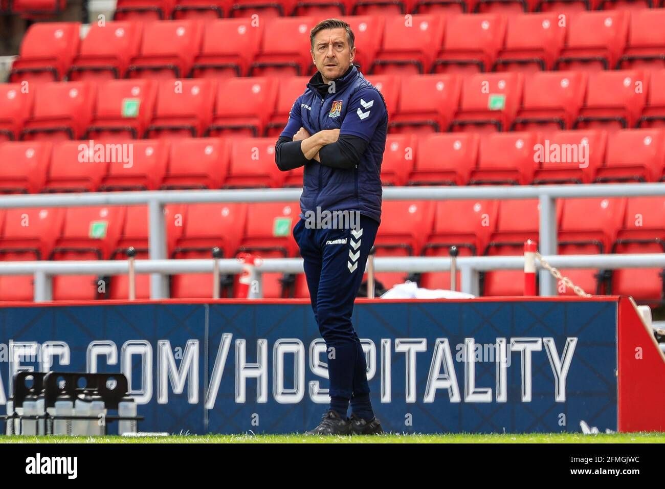 Sunderland, Großbritannien. Mai 2021. Jon Brady, Manager von Northampton Town, während des Spiels in Sunderland, Großbritannien am 5/9/2021. (Foto von Iam Burn/News Images/Sipa USA) Quelle: SIPA USA/Alamy Live News Stockfoto