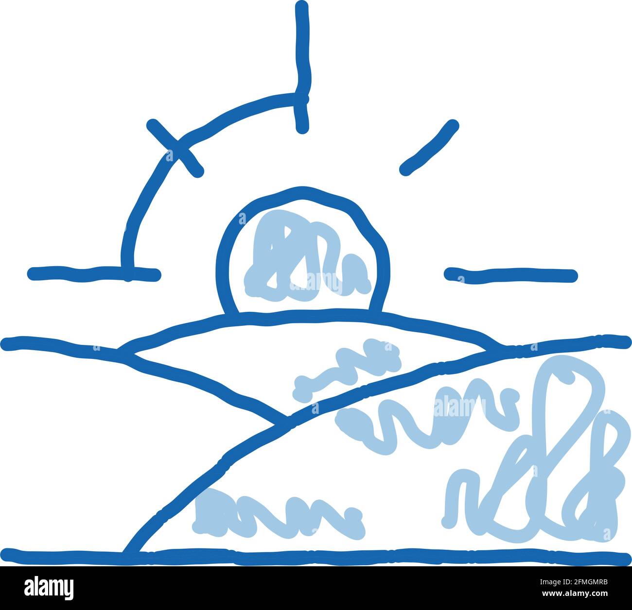 Handgezeichnete Illustration mit Sonnenuntergang-Doodle-Symbol Stock Vektor