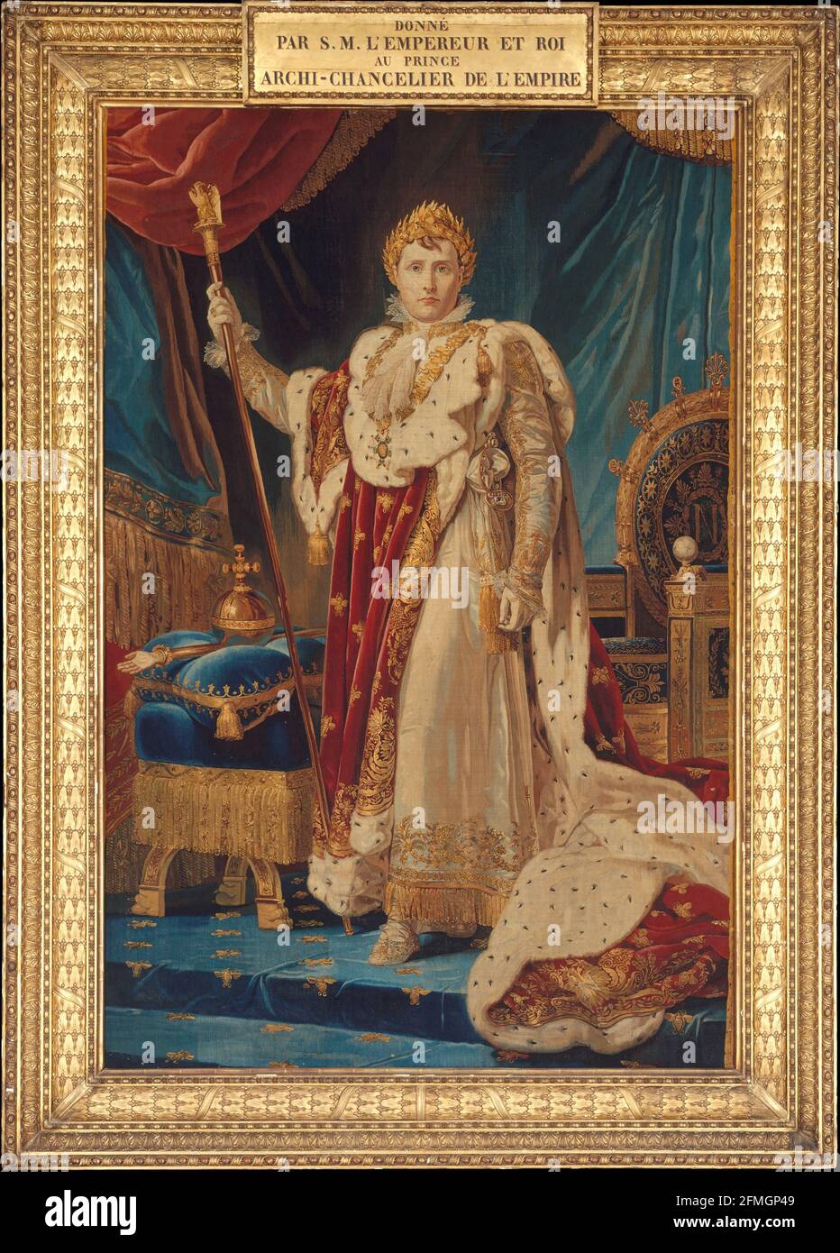 Porträt Napoleons I. -nach einem Gemälde von Baron François Gérard - entworfen 1805, gewebt 1808–11 Stockfoto