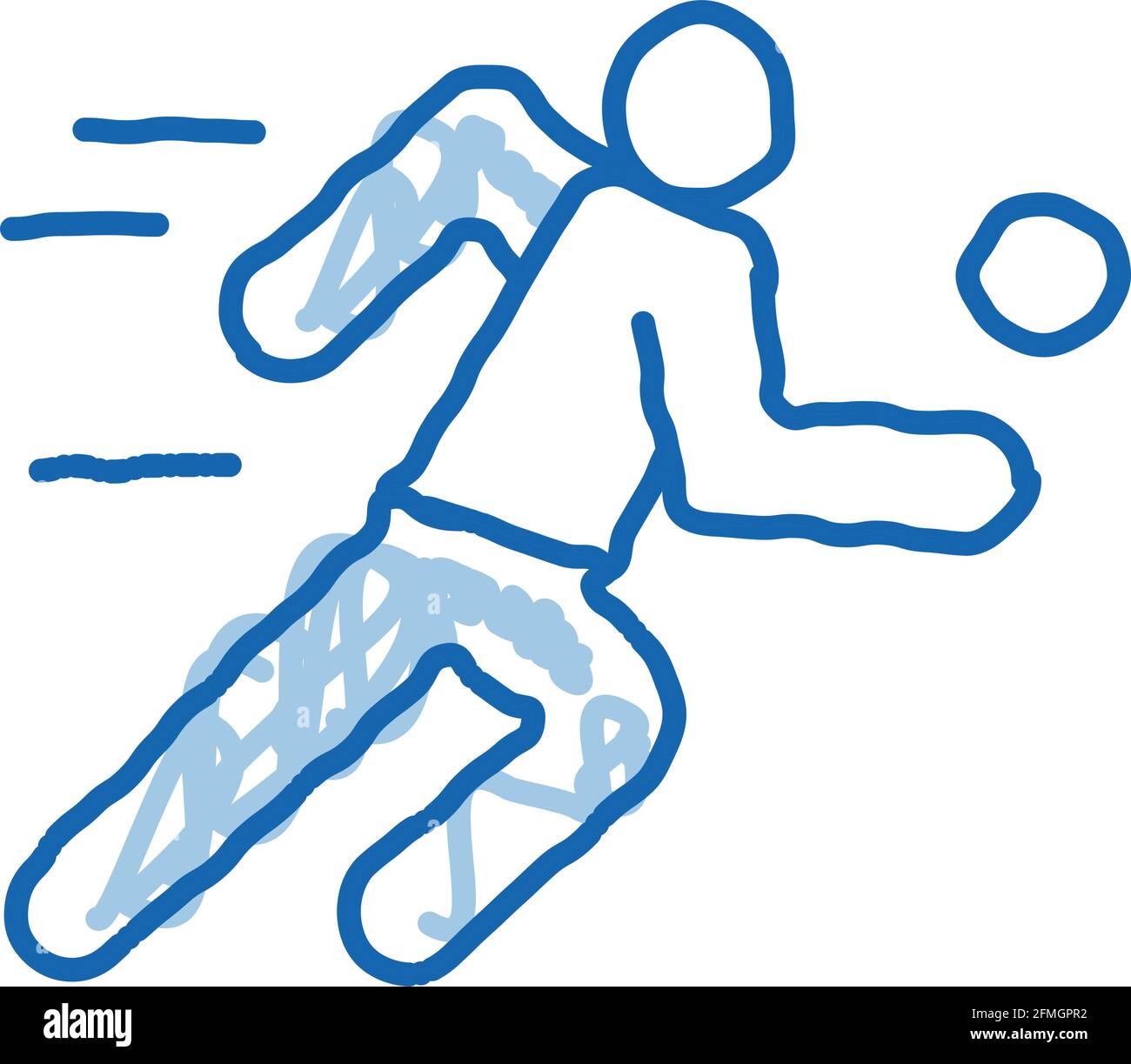 Volleyball-Spieler im Lauf Doodle-Symbol handgezeichnete Illustration Stock Vektor