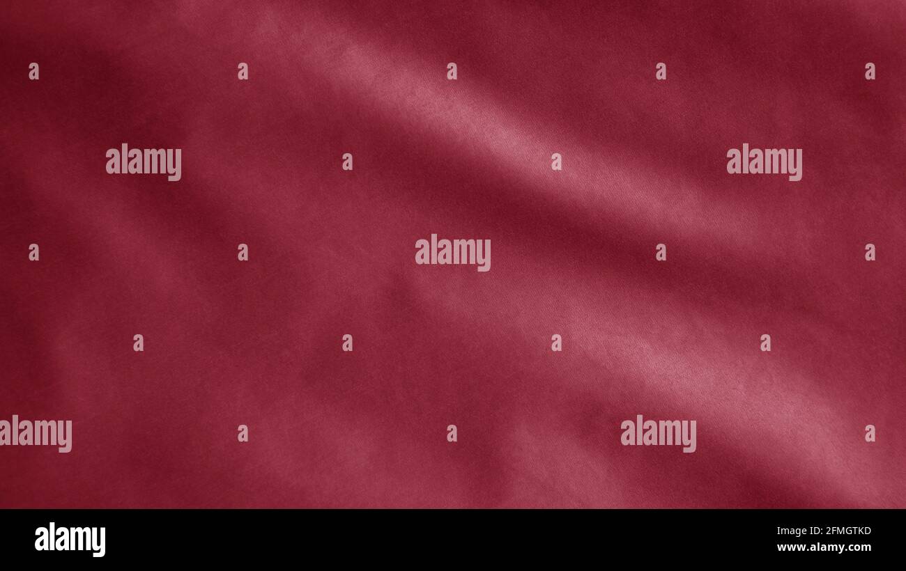 Rote Textilflagge, abstrakter Hintergrund mit sanften Wellen. Konzept Zeichen Symbole Kommunismus. Warnung Erklärung des Kriegsrechts. Realistischer Stoff tex Stockfoto