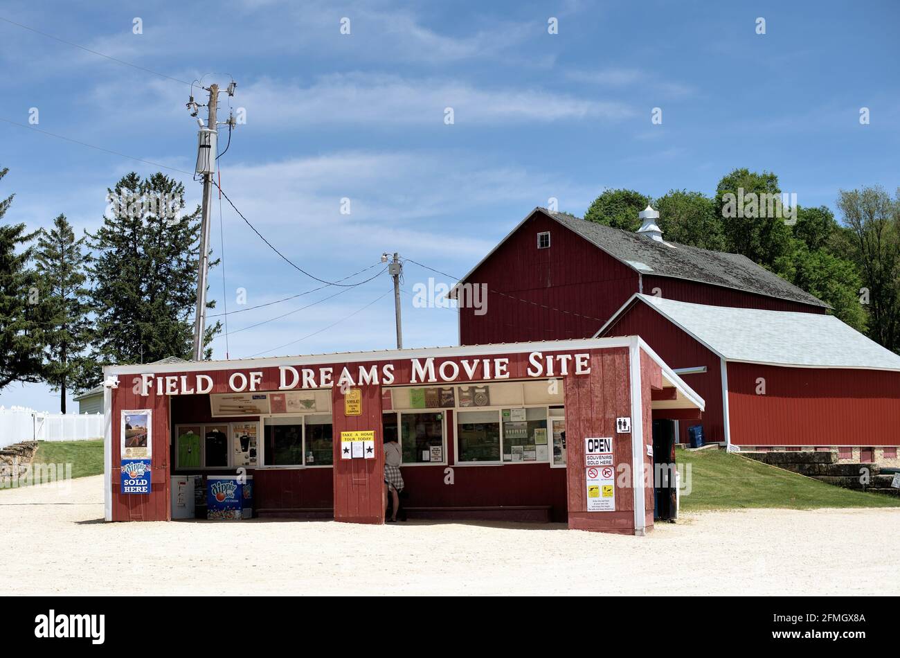 Dyersville, Iowa, USA. Der Konzessionsstand und der Geschenkkioskladen an der Filmwebsite, die für den Film „Field of Dreams“ verwendet wurde, wurden nach der Fertigstellung des Films hinzugefügt. Stockfoto