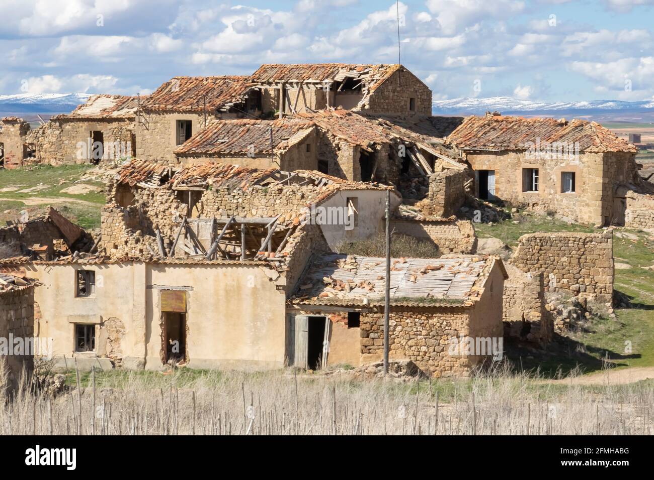 Boñices ist eine verlassene Stadt in der Provinz Soria, Spanien Stockfoto