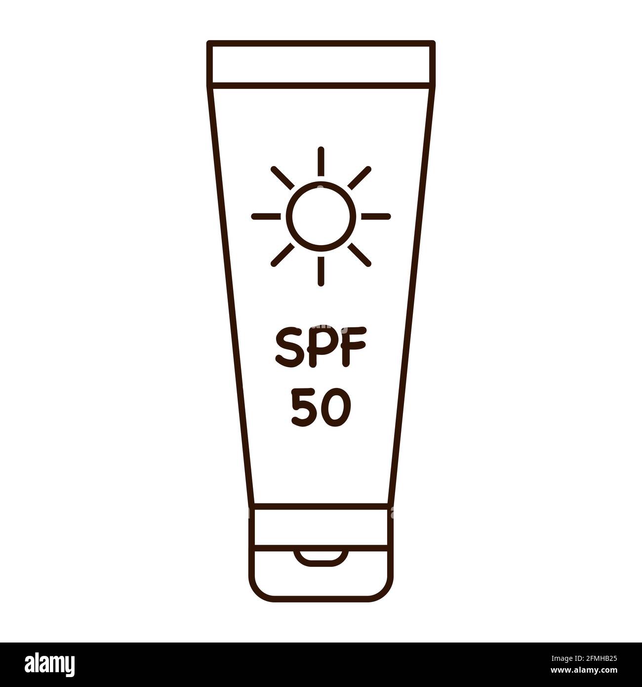 Sonnenschutzfaktor SPF. Umriss Strand Freizeit Symbol für Logo, Web-Design, Aufkleber, Drucke. Schwarz-Weiß-Vektor-Seeurlaub flaches Symbol, dünne Linie Stock Vektor