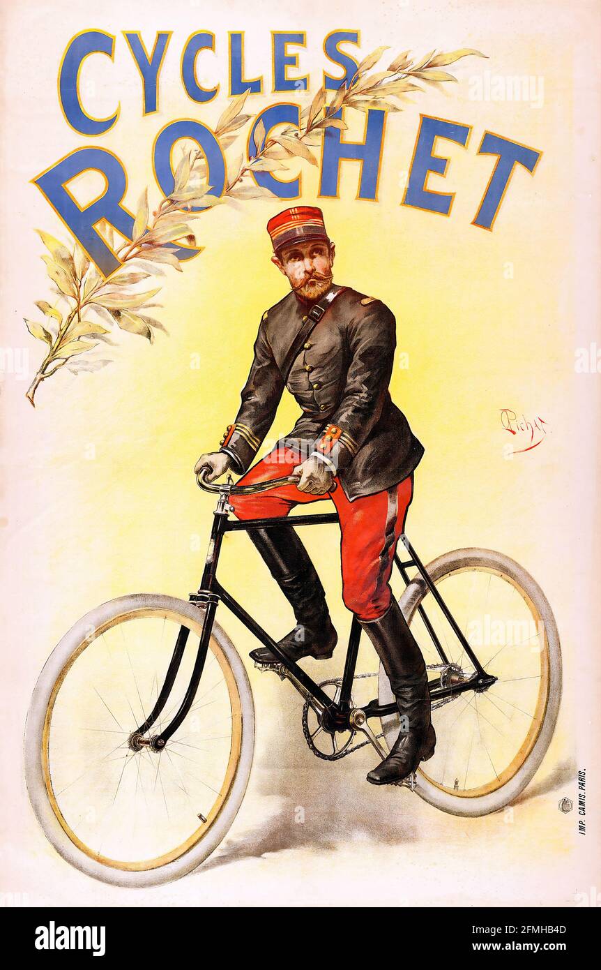 Zyklen Rochet (Camis, c. 1890). Werbeplakat. Fahrradwerbeposter. Alt und vintage. Digital verbessert. Stockfoto