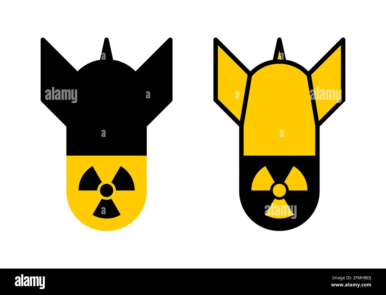 Symbolsatz für Atombombe oder Atomwaffe. Vektorbild. Stock Vektor