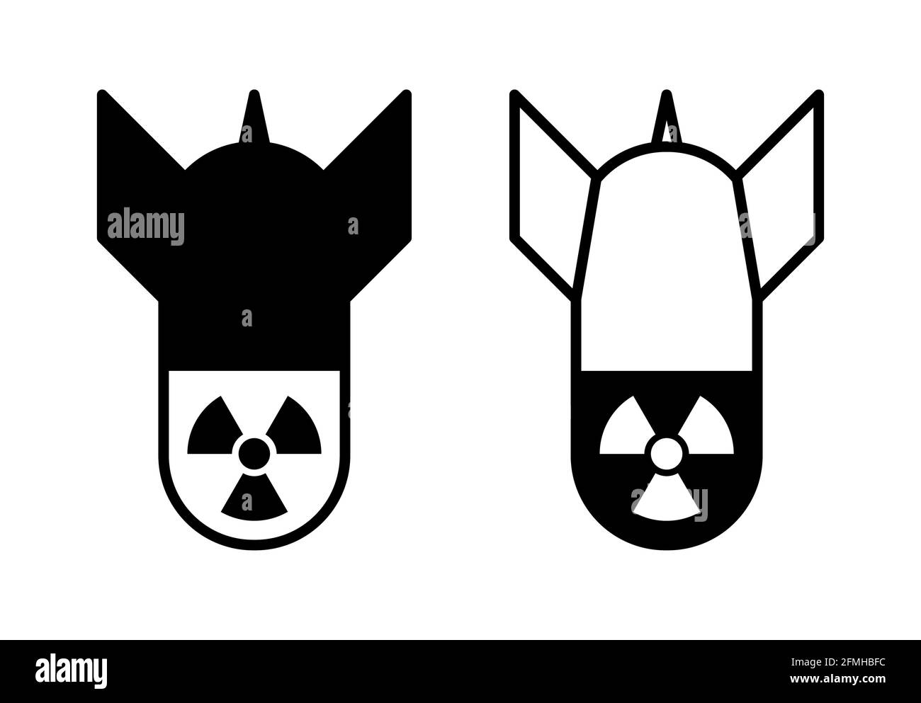 Symbolsatz für Atombombe oder Atomwaffe. Vektorbild. Stock Vektor