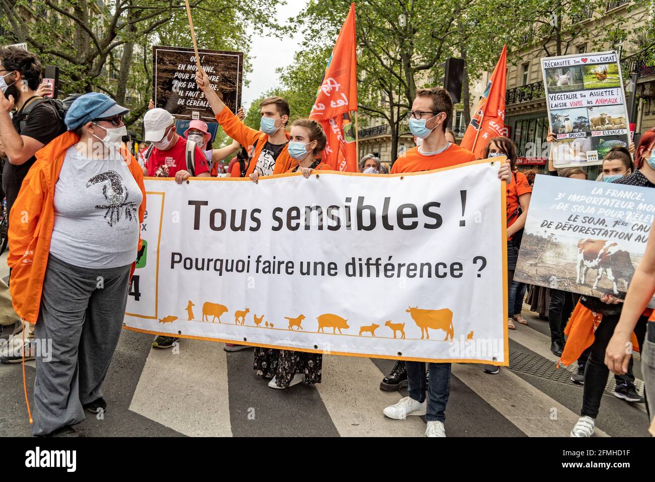 Paris, Frankreich. Mai 2021. Marsch für ein wirkliches Klimagesetz für eine gerechere, ökologischere, vereinte und demokratischere Gesellschaft in Paris, Frankreich. Stockfoto