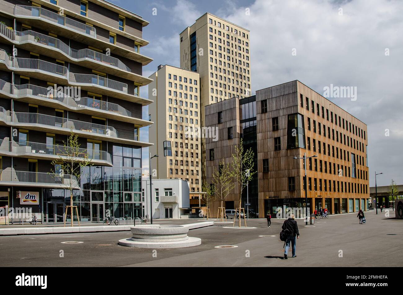 Aspern Seestadt (Seestadt am See) ist eines der größten Stadtentwicklungsprojekte Europas. Das Hotel liegt im schnell wachsenden nordöstlichen 22. Bezirk von Wien Stockfoto