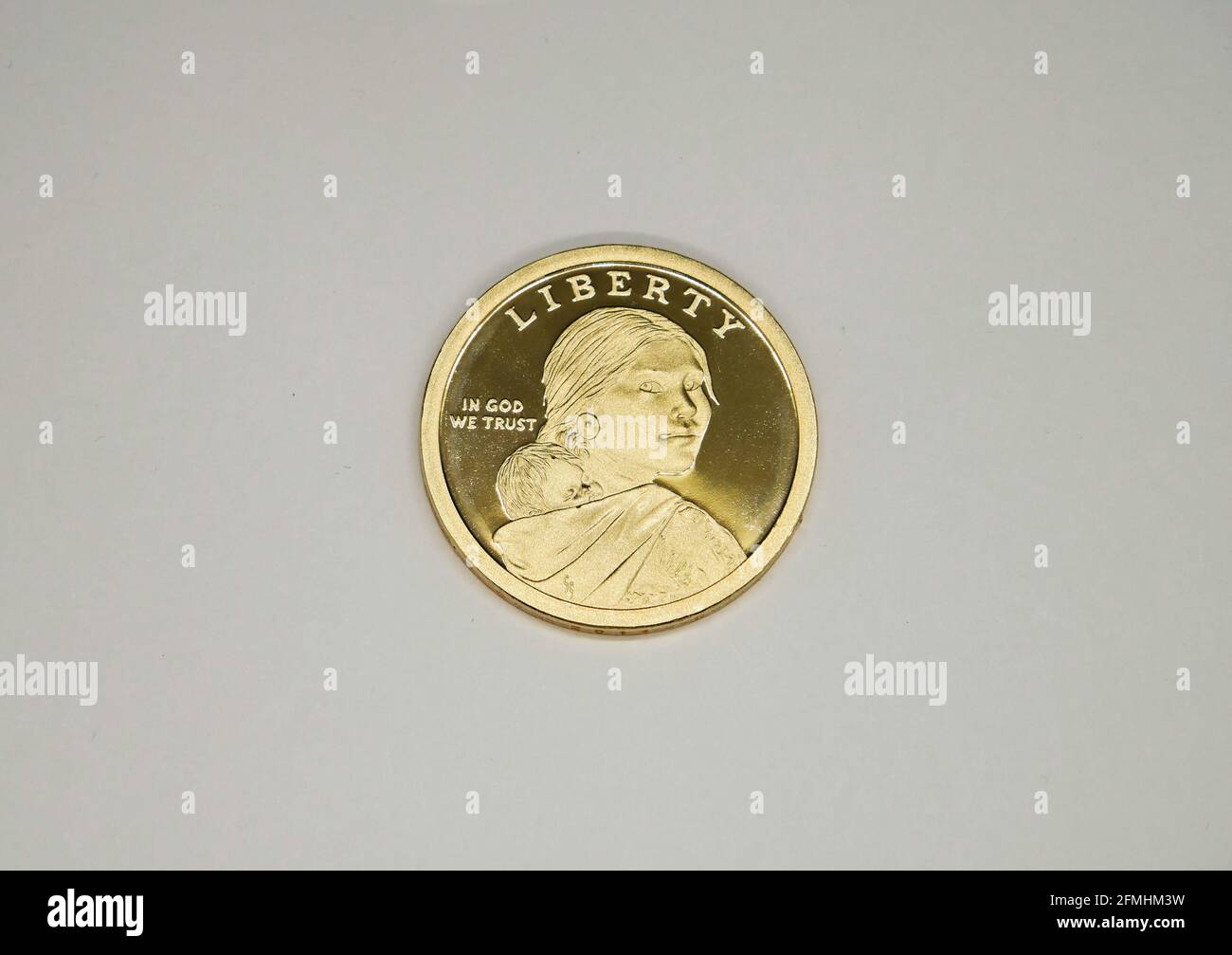 Die 2014 Native American Sever1 Münze Sacagawea Design Dollar Stockfoto
